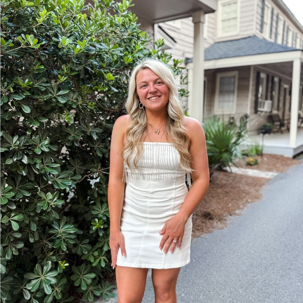 12th Tribe Strapless White Mini Dress